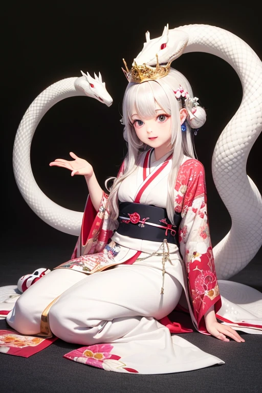 White Snake Princess, kimono, Many white snakes