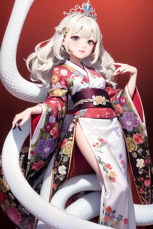 White Snake Princess, kimono, Many white snakes