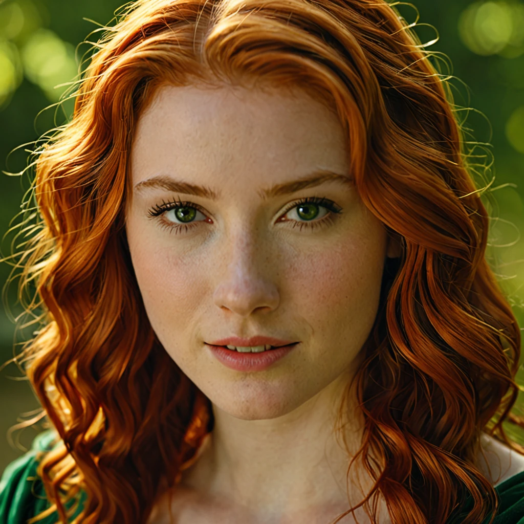 cinematic film still Medium Close shot , 1 girl, 18 year old,Your beauty is beyond compare,With flaming locks of auburn hair,With ivory skin and eyes of emerald green,
Your smile is like a breath of spring,Your skin is soft like summer rain, highly detailed skin with hair,vellus, hard light, hard shadows,Rembrandt Lighting Style , shallow depth of field, vignette, highly detailed, high budget Hollywood film, cinemascope, moody, epic, gorgeous,