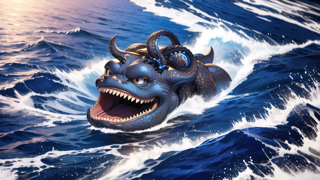 Kraken geography data in detailed hyper-realistic photography.