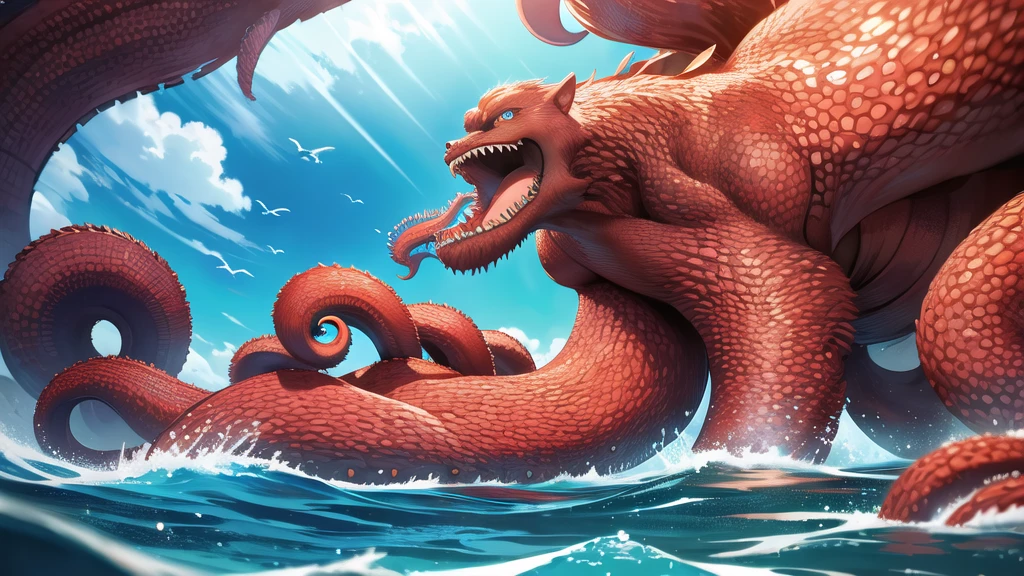 Kraken geography data in detailed hyper-realistic photography.