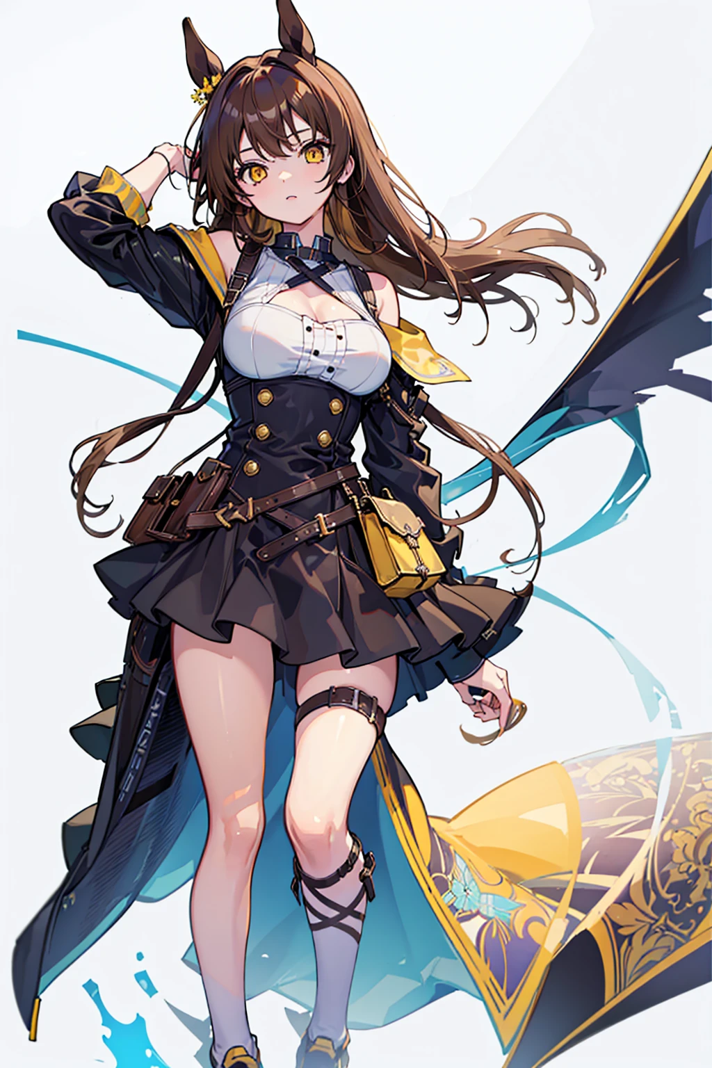 (masterpiece), (best quality), (detailed), Lightweight layer,Brown hair,A beautiful girl,Malta,Horse girl,Second Dimension,Yellow eyes,Manual repair,grace,Handsome,Cool
