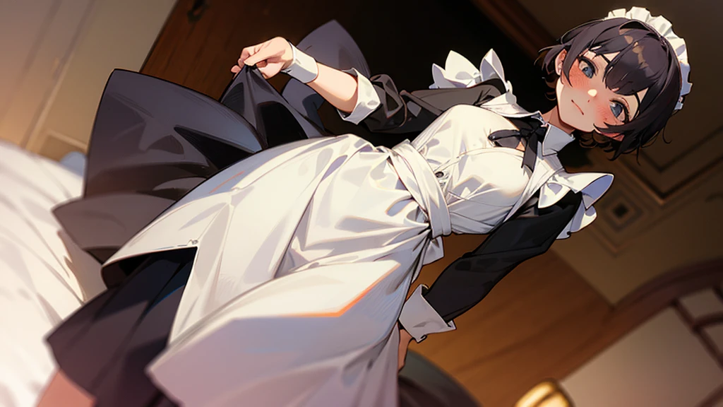Maid clothes,Women,Androgynous boy,A little blush