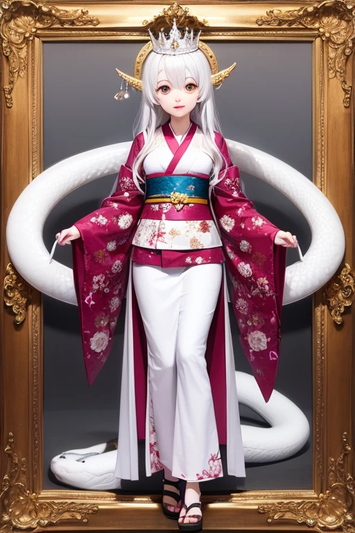 White Snake Princess, kimono, Many white snakes