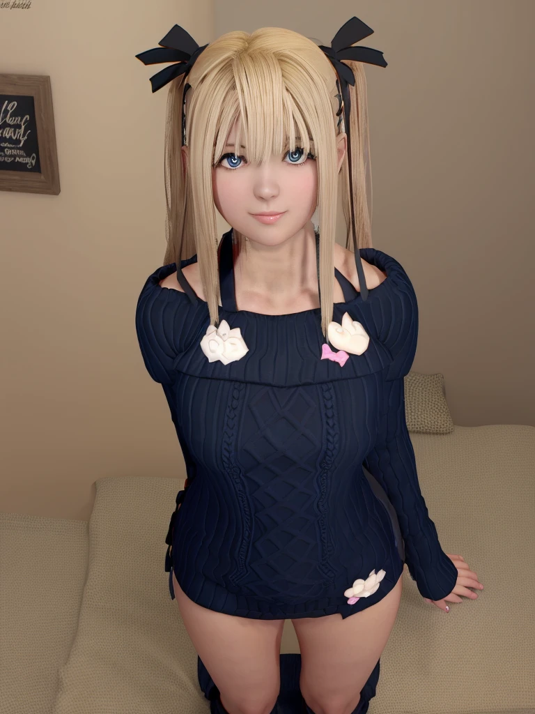 1 girl, {marie rose},bralift,seductive smile,kiss face,bed_invitation,fellatio gesture