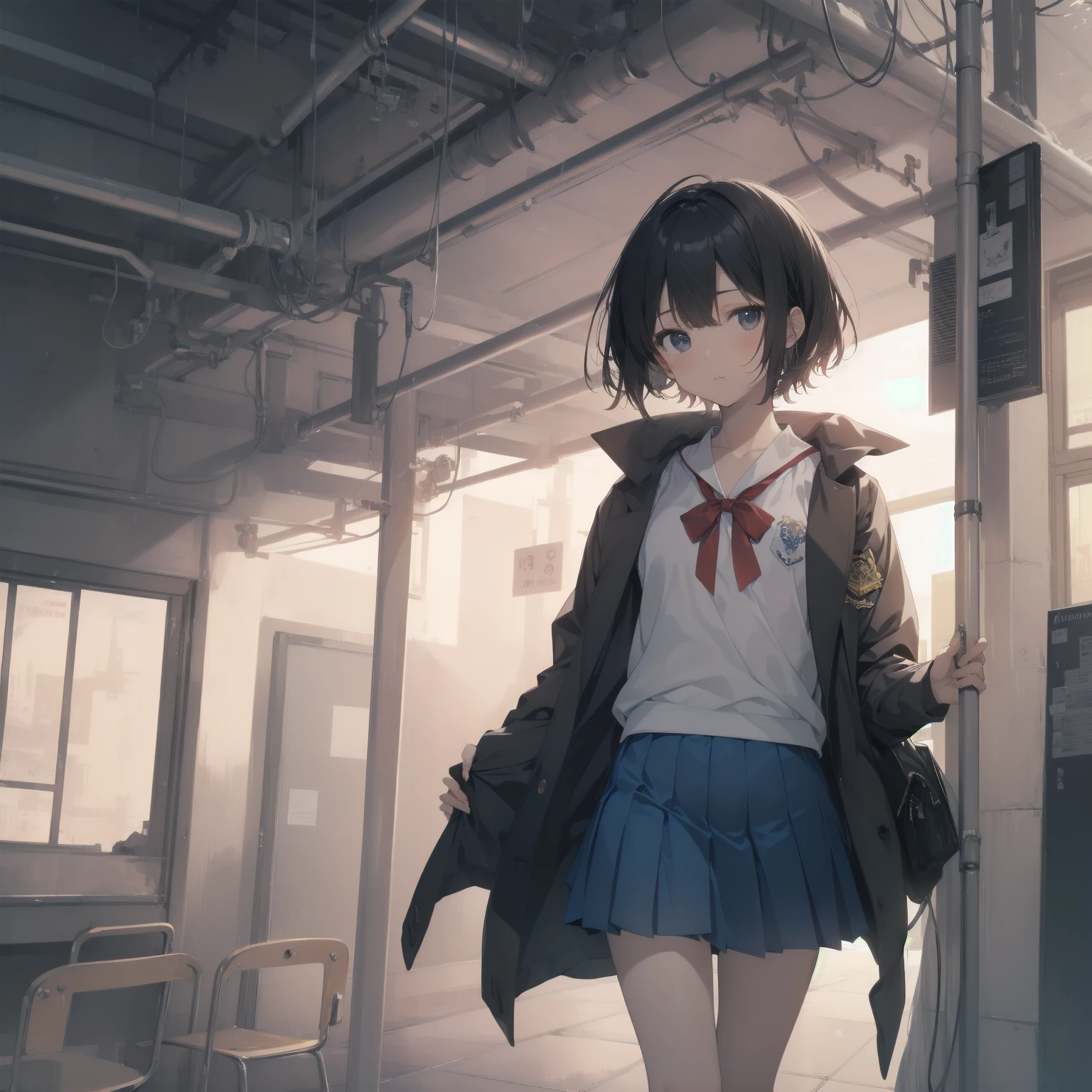 ultra-absurdres-Top quality by artist God, ultra-detailed, high resolution, anime moe artstyle, best anime 8k konachan wallpaper, pixiv contest winner, pool:2810, perfect anatomy,break, 1girl, (Please draw a girl walking sleepily to school alone. )break,(Solo,little female, 13-year-old:1.3),Full limbs, complete fingers,a junior high school student, (very short hair), short cut, flat chest, , small butt, small black eyes, beautiful detailed eyes, well-proportioned iris and pupils, expressive eyes, highres detailed hair, soft expression, salor school_uniform, sailor collar, serahuku, bow, pleated skirt,(Detailed Lighting), (Detailed background), in the School commute route. break,super detailed skin, Best cinematic lighting powered by famous artist, 8k,beauty illustration,photoshop_(medium),very aesthetic,break,((artist:sumiyao_(amam) )), artist:clamp ,artist:carnelian ,artist:kantoku ,
