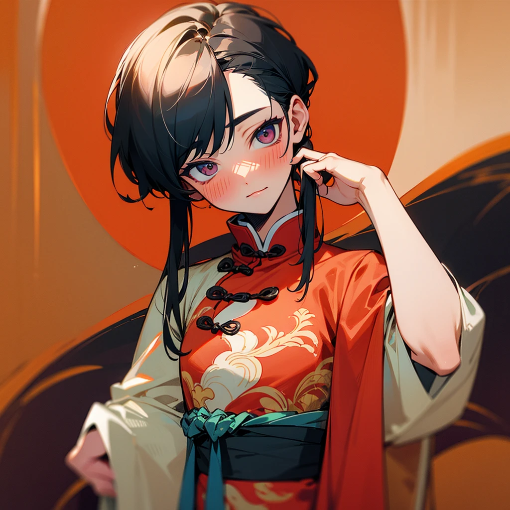 1 person,Facing forward,Chinese clothing,Women,Androgynous boy,A little blush