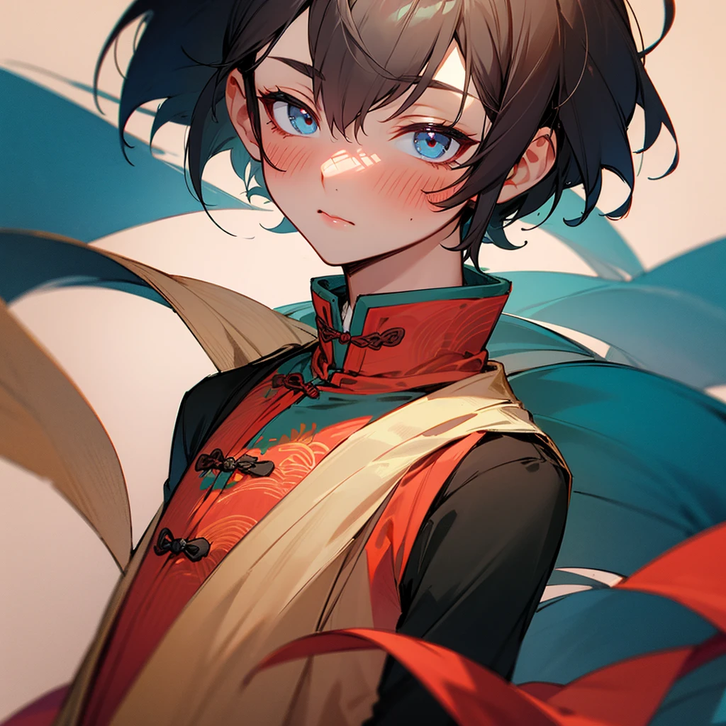 1 person,Facing forward,Chinese clothing,Women,Androgynous boy,A little blush
