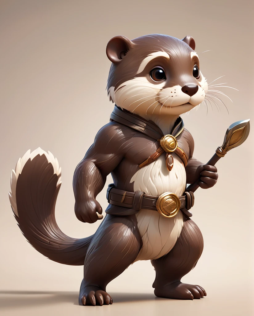 High-detail images Otter Warrior cute Full Body Shot Looking this way