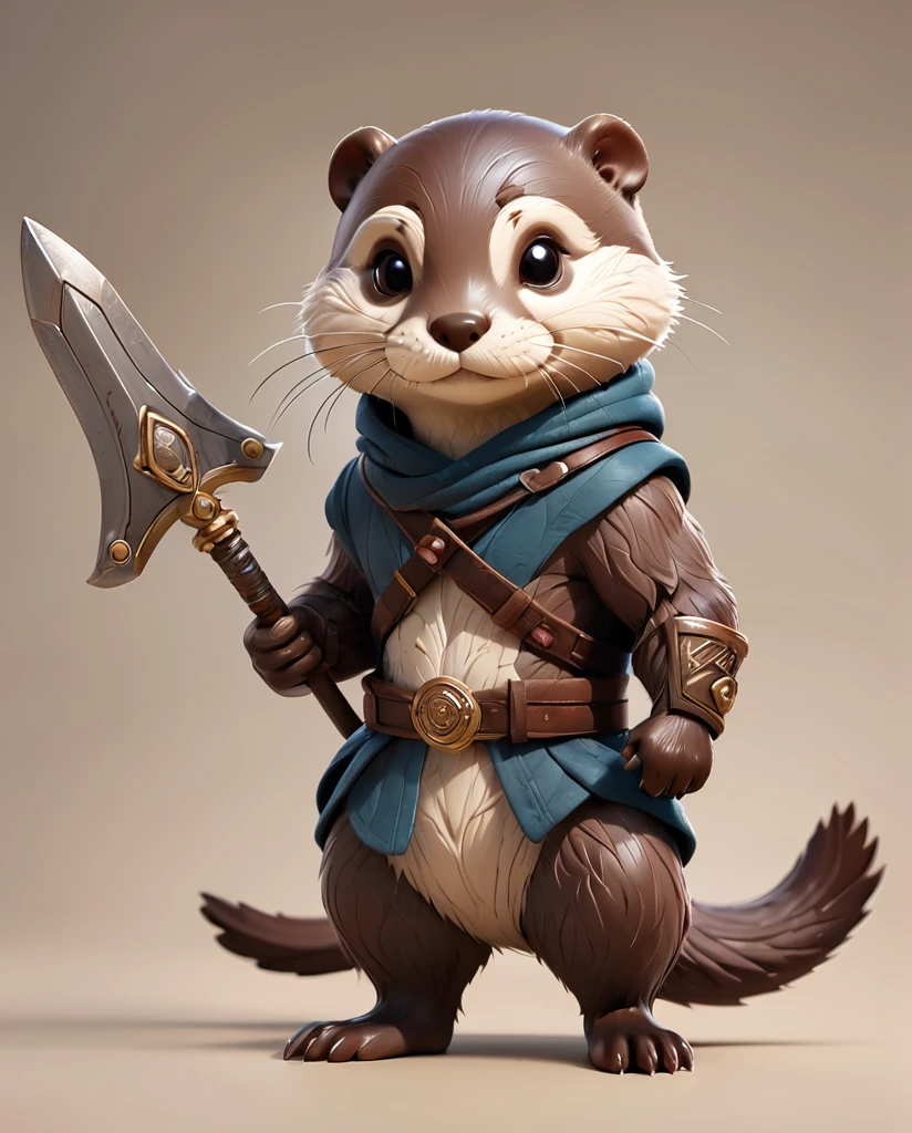 High-detail images　Otter  Warrior　cute　Full Body Shot　Looking this way