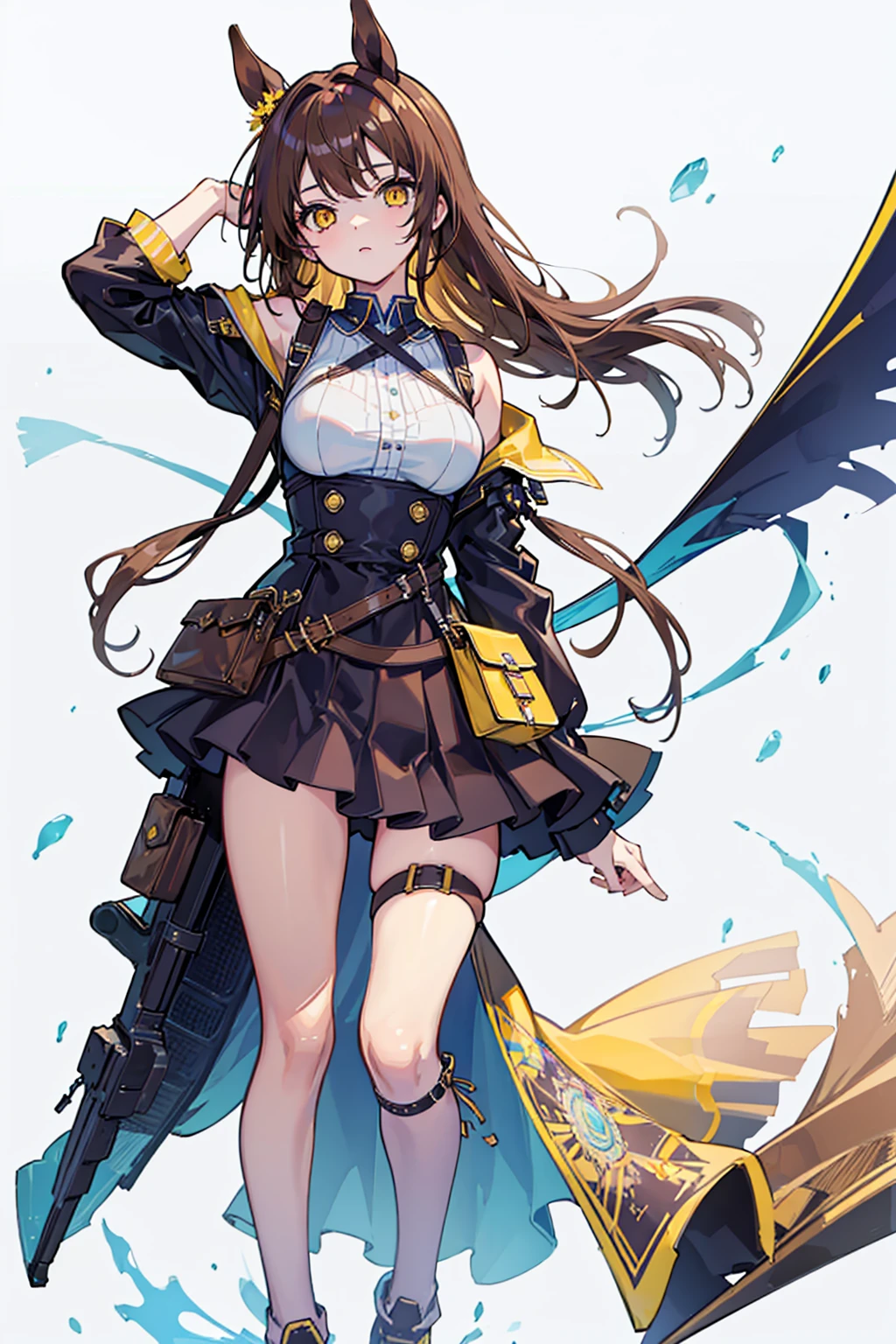 (masterpiece), (best quality), (detailed), Lightweight layer，Brown hair，A beautiful girl，Malta，Horse girl，Second Dimension，Yellow eyes，Manual repair，grace，Handsome，Cool