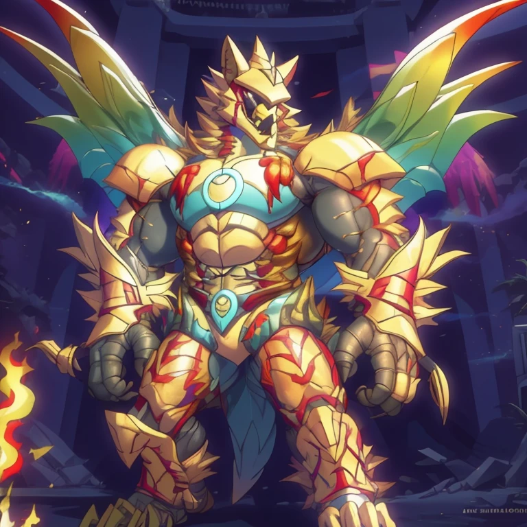 (masterpiece. official art. 8k. best quality. detailed full body. full body.)

(situation 1 : dominating The Phoenix Wolf. The Phoenix Wolf is over 1000 meters long. focus GIANT mechanical Muscular The Phoenix Wolf is trampling the car. Looking down.)

(situation 2 :smoke and flames rising from the destruction in the city)

(Additional details 1: Wearing golden Armor. Cape. Helmet. real texture material. whole body shines like metal. emphasizes the muscles. suit fully made of metal.Robotic suit).

(Additional details 1.5: The arms are golden. The lower half of the body is golden. The wolf-shaped helmet has sharp fangs. The whole body is golden. The chest area is also golden. There is a ring above the head.).

(Additional details 2: Detailed head. Detailed Body. Detailed abs. gigantic muscles. HYPER MUSCLES. Gigachad Muscular. big muscle. pecs. triceps. traps. unusually developed muscular body. body full of huge muscles. showing off muscles. pectorales enormes. Exaggeratedly huge muscles. huge muscles. long legs.).

(Additional details 3: Spread wings. It has wings. The claws are sharp. Sharp teeth.). He is laughing defiantly. The claws are sharp. Sharp teeth.). 

(Additional details 3.5 : nj5furry,  He is laughing defiantly. medieval armor.). 

(Additional details 4: golden dick, golden cock, golden hyper penis. hyper golden penis. big penis)

Armored Flazzard