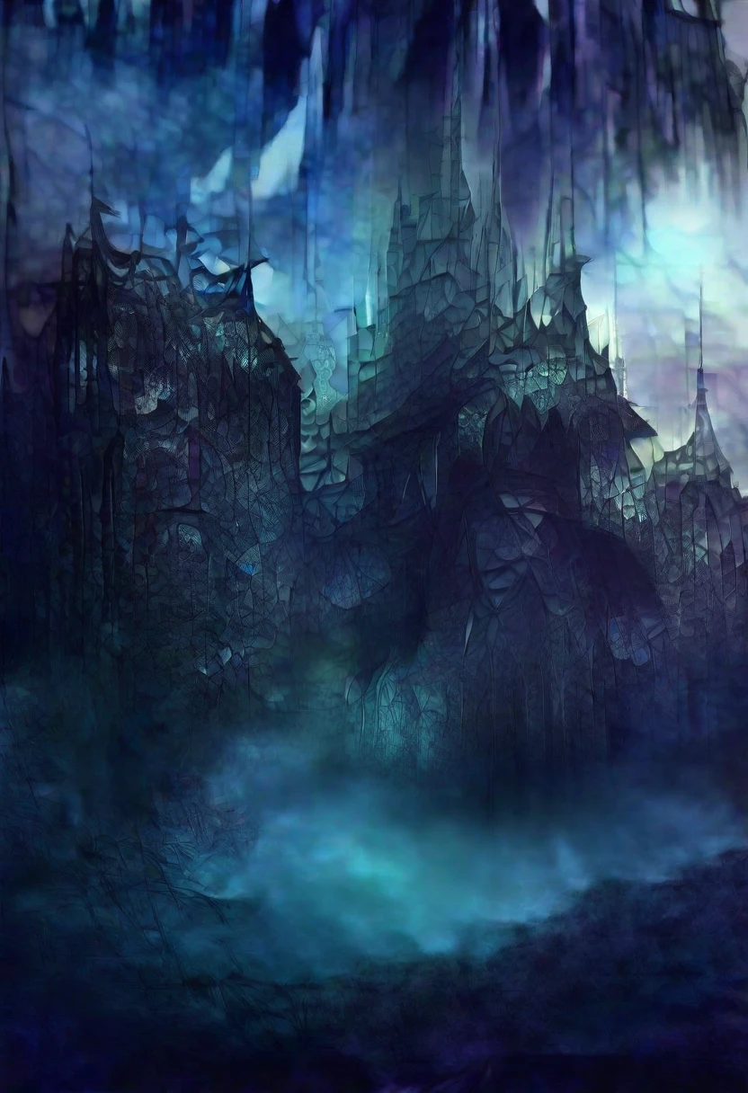 ((masterpiece)), (anime:1.3), ((Highest quality)), (Abstract art:1.5), (High resolution), (pale colour), Wide Shot, (Fractal structure:1.5), , landscape, (beautiful), (Biological atmosphere), deep sea, (pretty girl), beautiful白い髪, transparent Glass ice mirror Blue rose water晶 透き通っている water Prism Photoreal 3DCG High quality