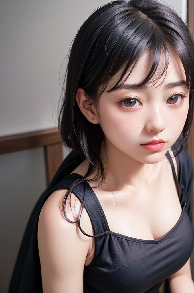 (1 nogizaka girl,15years old face,raw photo,photo realistic:1.5),(best quality, high quality,HDR, highest quality,ultra high resolution,high resolution,high res,ultra high difinition,huge file size,8K,2K wallpaper,8K wallpaper,high quality texture,amazing,an extremely delicate:1.4),one girl, Japanese famous idol,cute face,small face,absurd,ridiculous,incredibly ridiculous,blurry background,(maid costume,short hair,cleavage,no makeup:1.2),medium skin,beautiful skin,detailed skin,black hair,silky hair,black eyes,Japanese nose,5-fingers,(Light Particles, Lens Flare, Luminous Particles: 0.7),looking at viewer,bright lighting,professional lighting,girl