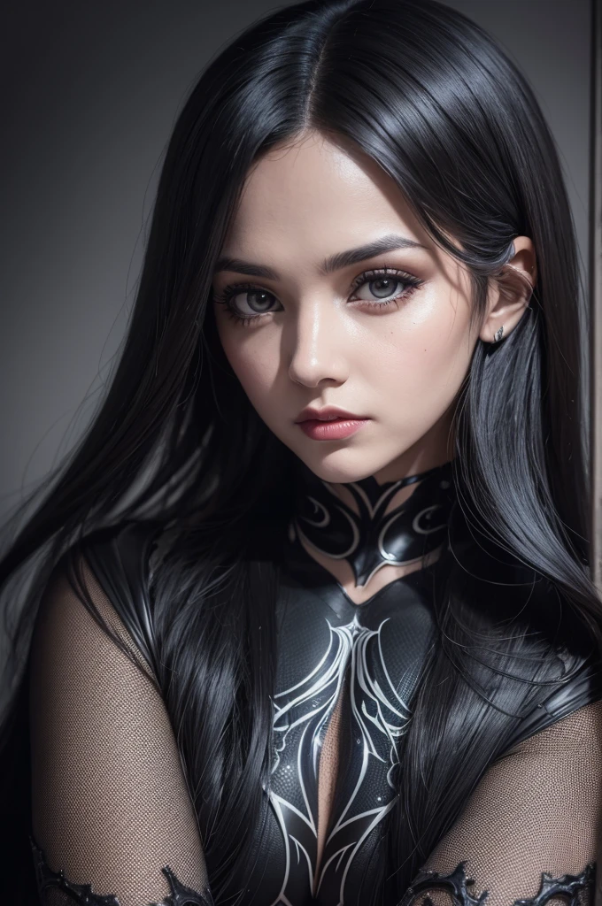A photograph of Venom, the 20s, bonitas, face detailed, looking at the camera, portraite, 8k hd, high qualiy