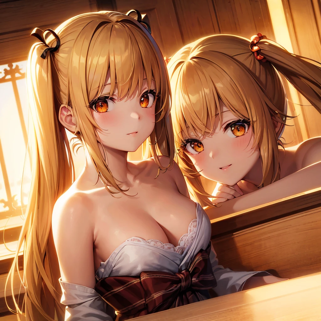 masterpiece、Highest quality、Full body、One girl (((ガラスのようなAmber Light沢ドレス))) 、Shine yellow color background、Halation，Realistic、High resolution、detailed、Soft Focus、Delicate facial features、Perfect Eyes、Sharp pupils、Depth of written boundary、ボケ Depth of written boundary、Sharp focus、Long twin tails、Hair ornaments are sharp、Amber Light、Lighting by world-class AI creators