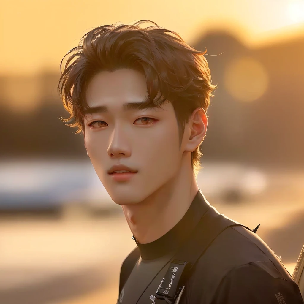 there is a man with a surfboard standing on the beach, cai xukun, jinyoung shin, yanjun chengt, taejune kim, kim doyoung, by Yang J, headshot profile picture, hyung tae, portrait of kpop idol, korean artist, south korean male, inspired by Yanjun Cheng, inspired by Zhang Han, handsome male, high detailed)