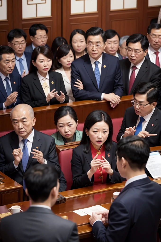 Portrait of President Xi Jinping negotiating with his politicians, realista