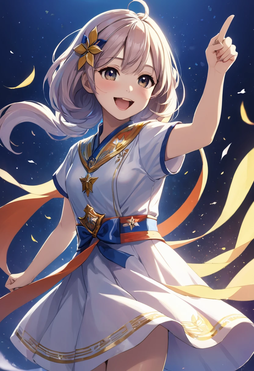 For her victory, the girl is happy 