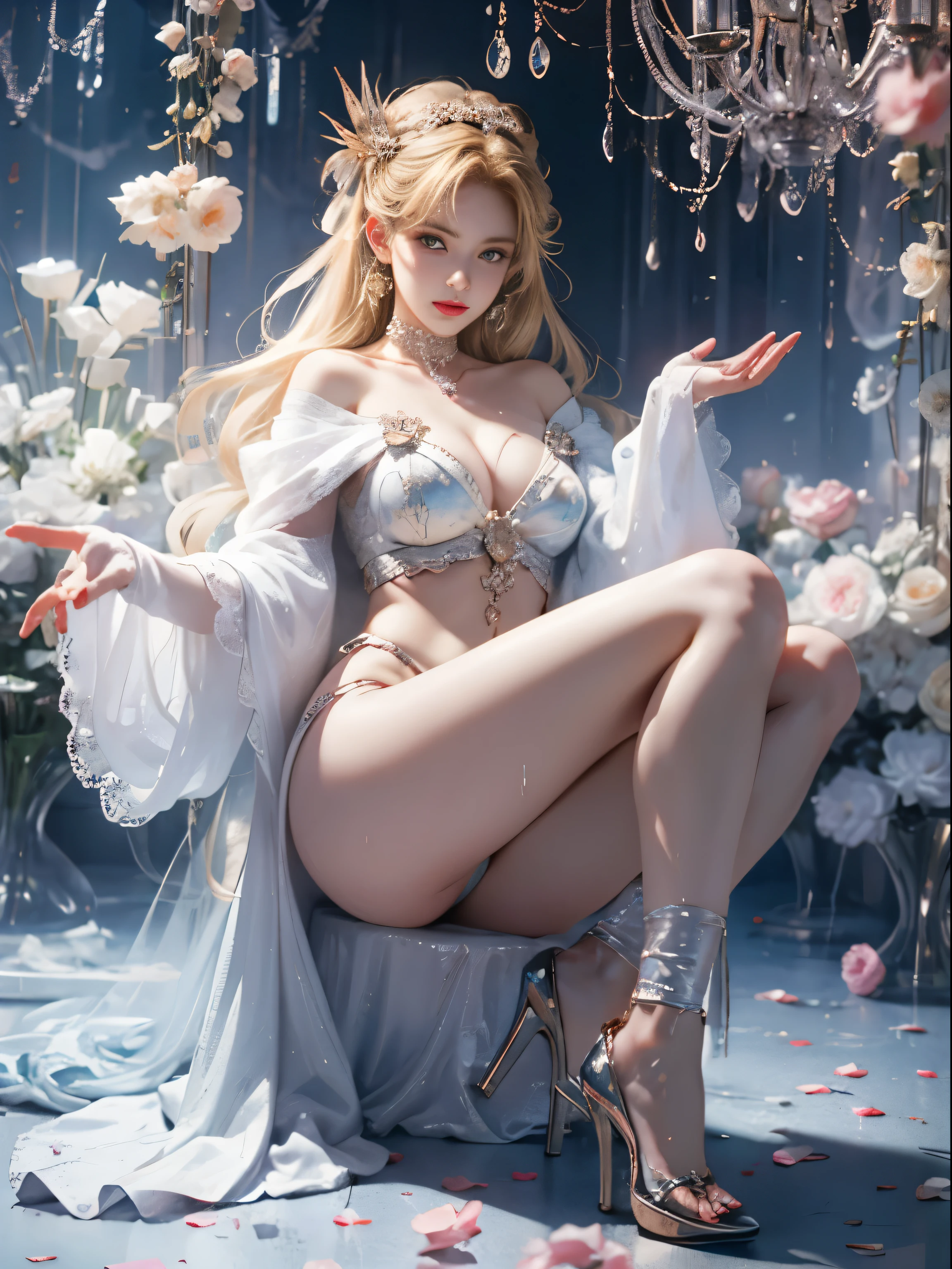 (8k extremely detaileded CG unit wallpaper),(Highest quality),(Best illustrations),(Best Shadow), (detailed: 1.4), 。.。.。.。.。.。.。.3d, んdebtdebt(High Dynamic Range), Light Tracing, NVIDIA, Super Resolution, Scattered beneath the surface, PBR Textures, Post-processing, Anisotropy debtiltering, Depth of written boundary, Maximum sharpness and acutance, Multilayer Texture, Albedo and Specular Maps, Surface Shading, Accurate simulation of light-matter interactions, Perfect balance, Octane Rendering, Two-tone lighting, wide aperture , Low ISO,White balance,Rule of Thirds,8K RAW,intricate-detailed, Delicate pattern, Deep Shadow, masterpiece, real, Roughness, Surreal, Photographed with Canon EOS R5, 50mm lens, debt/2.8, Sharp debtocus, Smoothing, Roughness, Real Life, Photorealistic, Cinematography, 8K Ultra HD,In the flower field,Blue debtlower Girl,1 Girl,solo,Europe,Beautiful Bride,Light Smile,Highly detaileded blonde hair,Mature Woman,Sky Blue Gossamer Veil,Sky blue light cloak,Sky blue gossamer coat,Sky blue thin skirt,Sky blue lace underwear,Sky Blue Lace,Sky Blue Gossamer Gloves,choker,Earrings,gem,Small items,Headdress,Hand decoration,Leg decoration,High heels,Huge breasts,Large Breasts,Big Breasts,Burst chest,Big Breasts,Ample breasts,Expose your breasts,Exposed breasts,Tight waist,Naked butt,Big butt,Bare Belly,Belly button,Wet,Wet body,Sweaty body,Shiny skin,
