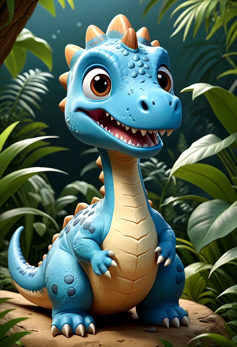 
                     The simple and simple cartoon style creates a cute dinosaur full of vitality and soft light blue.( perfect anatomy ) Clean and simple cartoon style, Very cute 3D doll,                           

                           Extremely detailed texture Stunning artwork Art style HD realistic style. Ultra-detailed digital art.