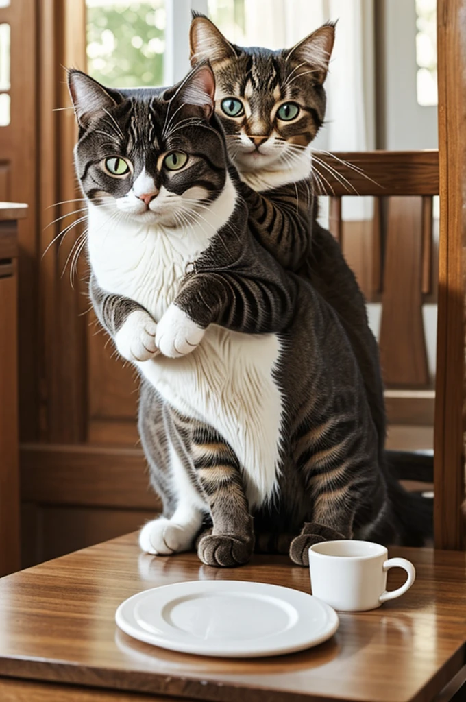I need a cat with its hands on the table with a heart