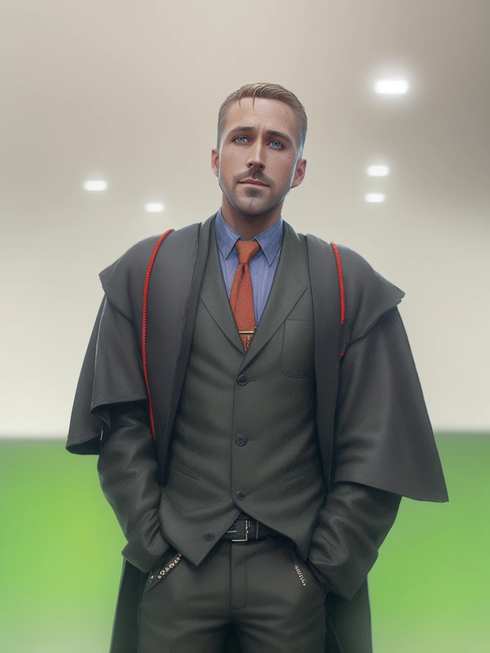 40yo Ryan Gosling from Blade Runner 2049, digital glitch, (poster:1.6), poster on wall, movie poster, portrait, ((Tilt-shift))
wearing old brown sheepskin coat whit dirty wool colar,
(japanese rock garden and pond:1.2), koi carp, (((bonsai))), ((high-tech interior style and futurism)), (((highly detailed face))),
((ultradetaled face and skin texture)), intricately detailed, fine details, hyperdetailed, raytracing, subsurface scattering, diffused soft lighting, shallow depth of field, by Oliver Wetter,