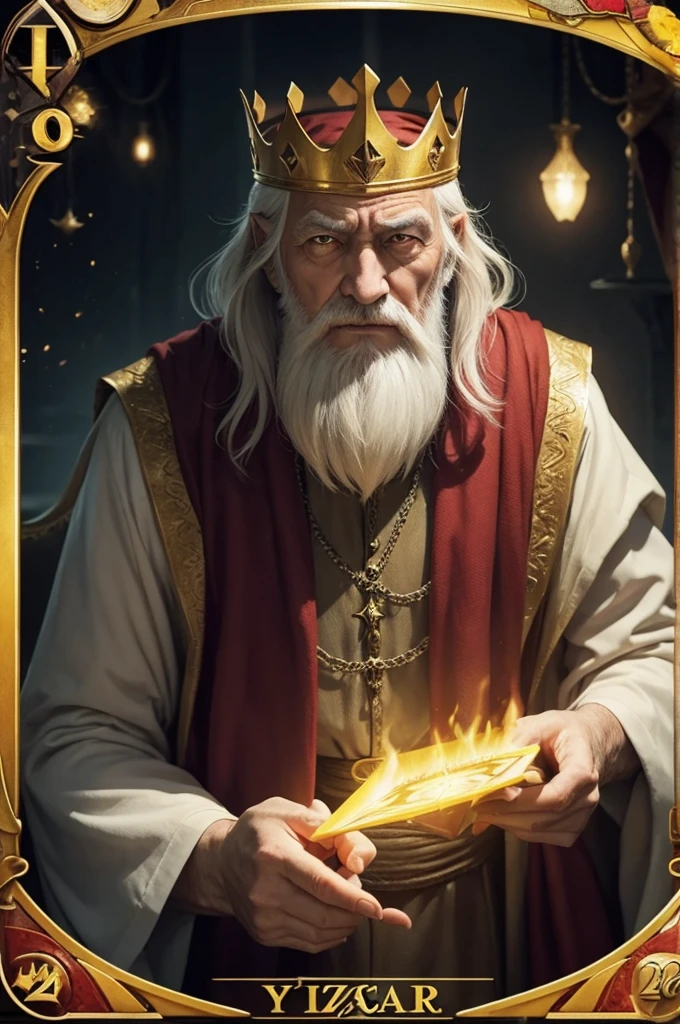 Old man with yellow eyes, wizard king of cards