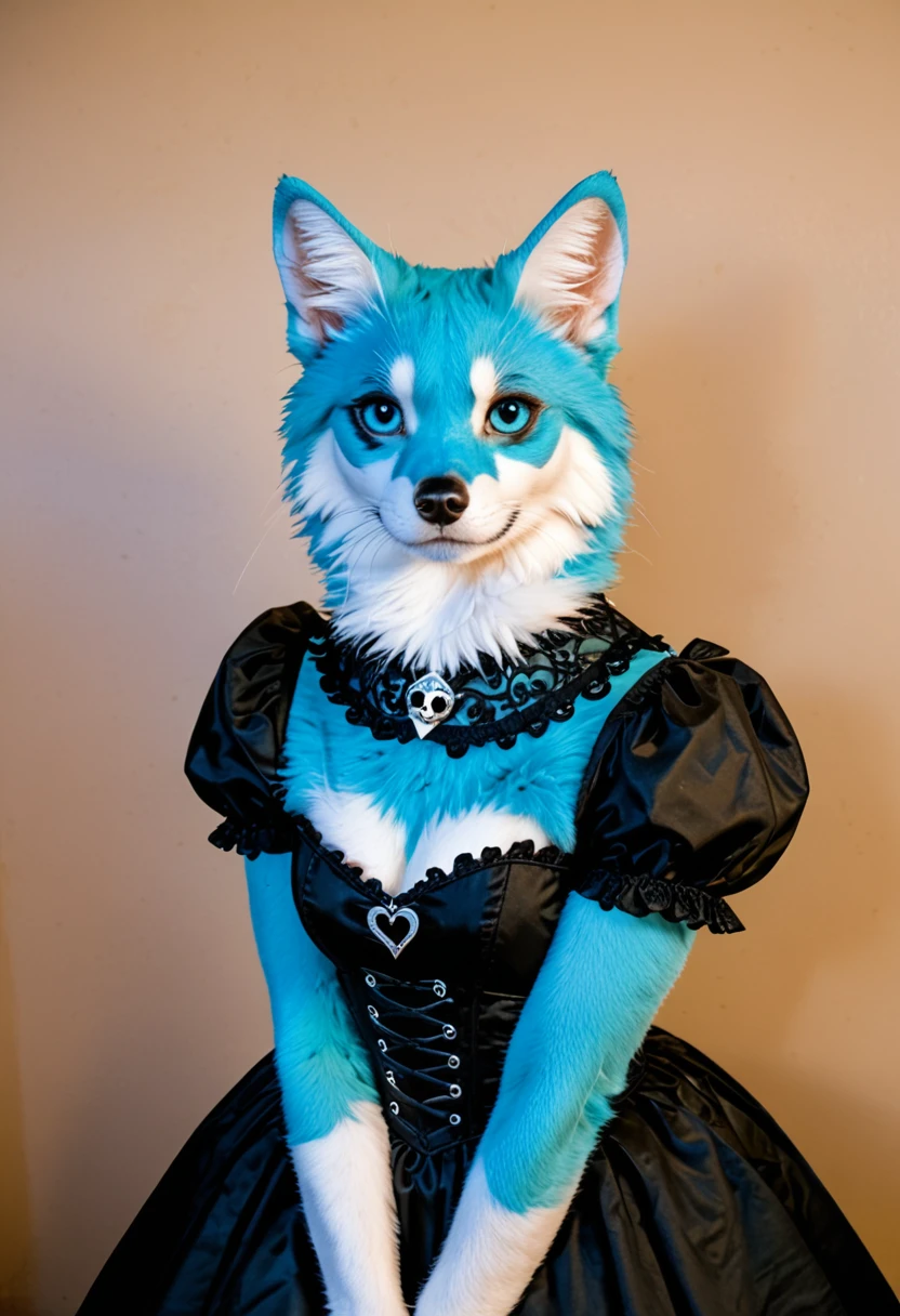 epiCPhotoGasm-coloridoFoto, Photo, realist, 1 girl, Andrea, 1 girl, makeup, shadow, parts, light blue fur, wide, multicolor fur, Gothic style, (totally naked ), very wide, gothic armor, Gothic accessories, goth makeup, pretty eyes, bright colors, High contrast, vivid lighting,, zPDXL2,