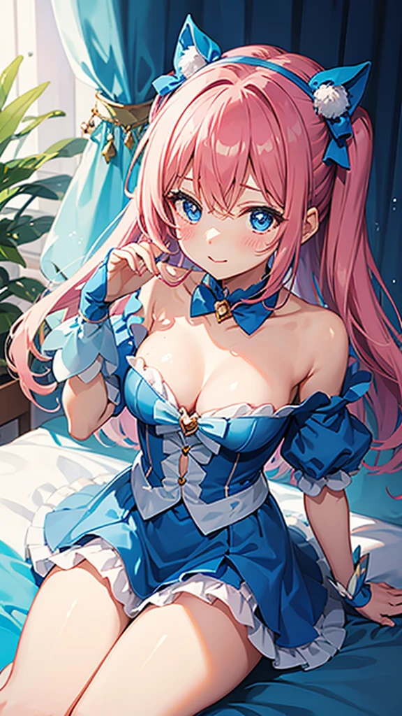 Magical girl　Blue Costume　blush　Directly facing