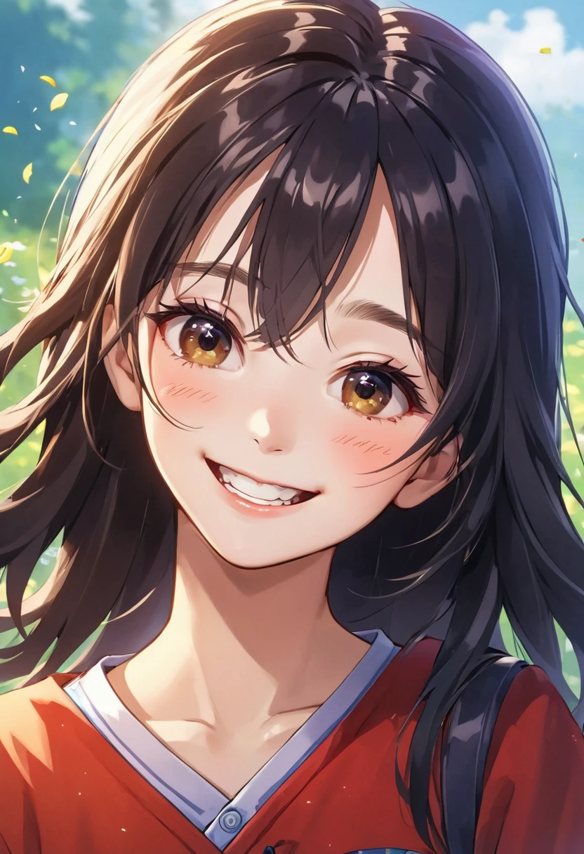  The girl is happy