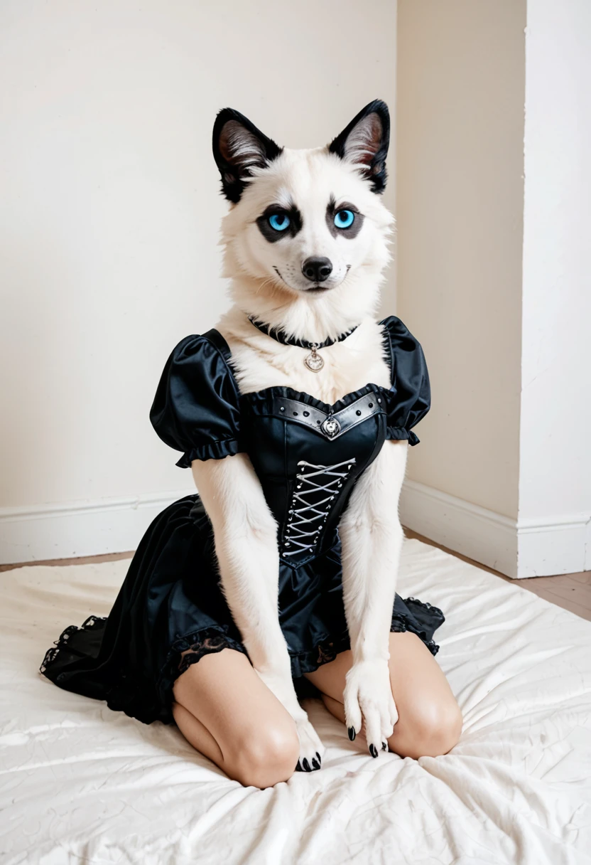 epiCPhotoGasm , realist, 1 girl, 18 years, Andrea, parts, light blue fur, wide, multicolor fur, Gothic style, (Totalmente naked ), , gothic armor, Gothic accessories, goth makearriba, pretty eyes, bright colors, High contrast, vivid lighting, naked, sitting, legs open