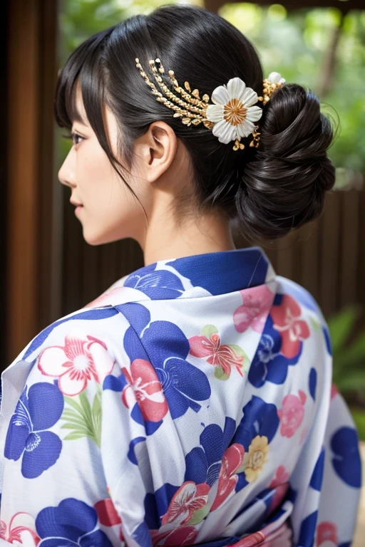yukata Back view hair ornaments