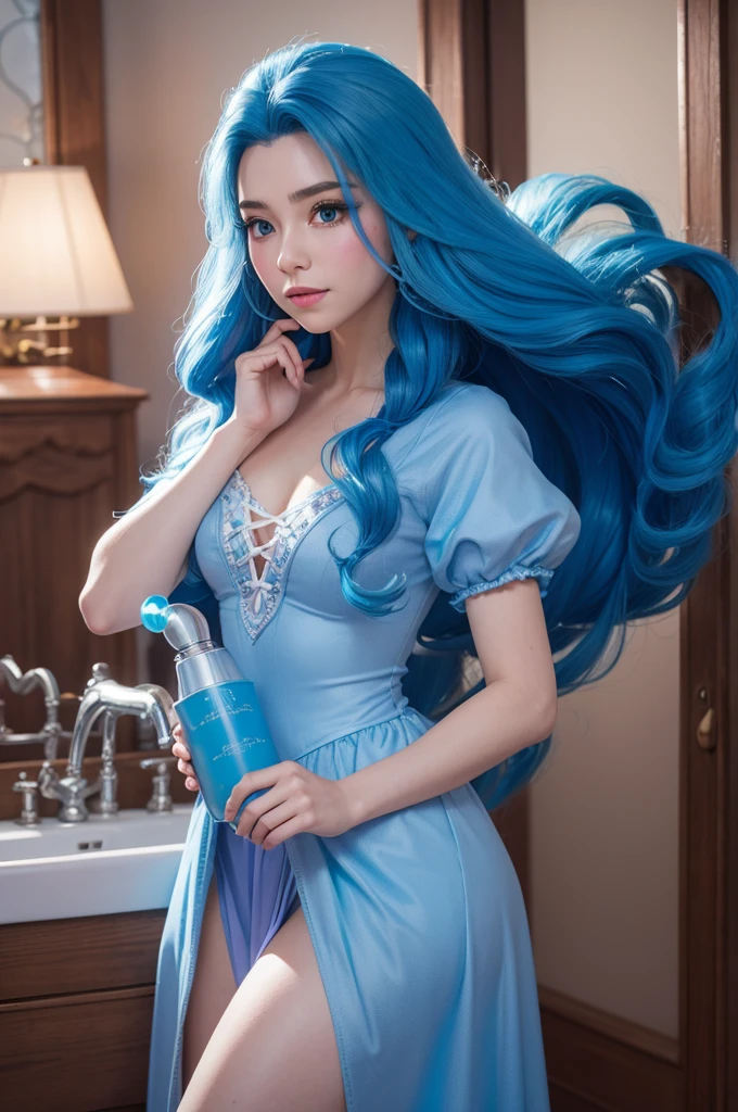 I created a Disney version of Raounzel using a blue hair cream tube hydration stage hair schedule