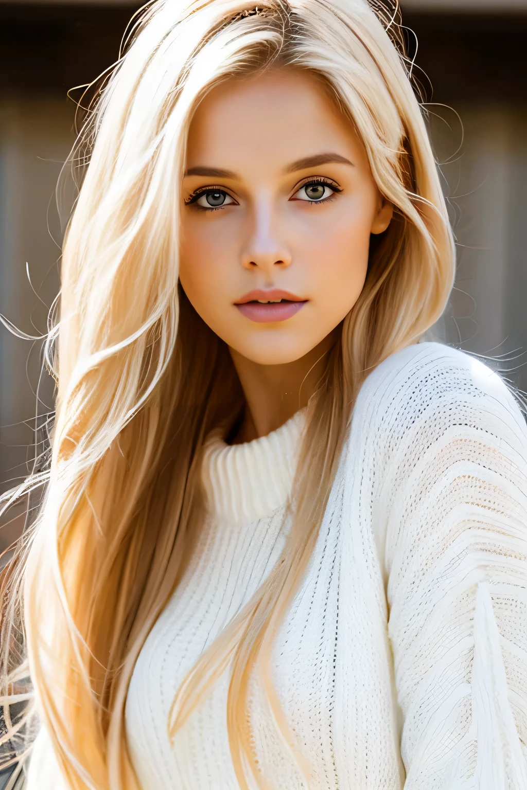 blonde woman with long hair leaning against a wall in a white sweater, digital art inspired by Károly Lotz, Trends in the Computer Graphics Community, digital art, belle fille blonde, belle femme blonde, blonde, Femme blonde, photo of a beautiful woman, beautifully soft lighting, beautifully soft lighting, in white clothes, beautiful woman in white, Dressed in a white shirt