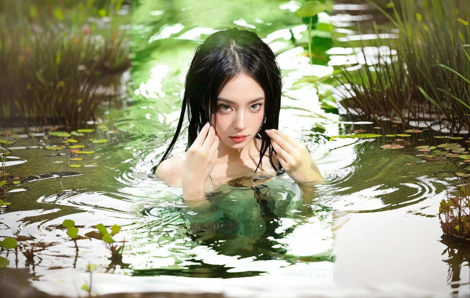 Siren in the pond.