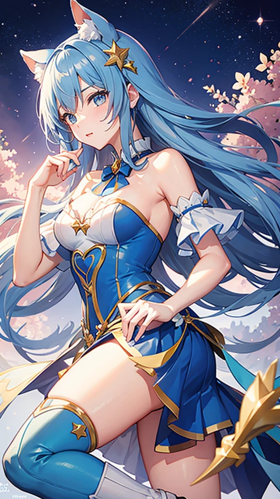 Magical girl Blue Costume blush Directly facing