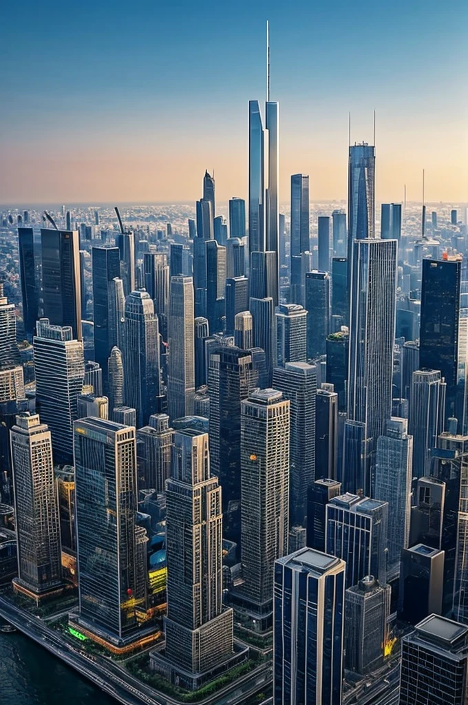 You can draw a metropolis with a skyscraper that is the icon of the city