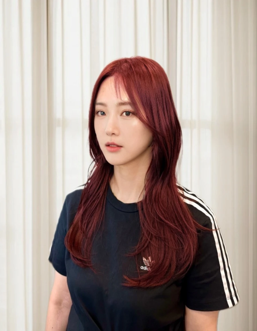 Best Quality, 8k, Masterpiece, (Portrait: 1.3), (photo realistic:1.4), (hyper realistic:1.4),
Sharp Focus, looking at viewer, (smoother lighting:1.1), (increase cinematic lighting quality:0.9),
realistic lighting, backlighting, light on face, ray trace, (brightening light:1.2), (Increase quality:1.4), sharp detail,
(best quality real texture skin:1.4), finely detailed eyes, black_eyes, finely detailed face, 25 year old Korean woman