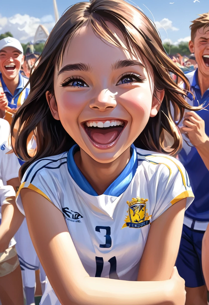The girl was delighted with her victory