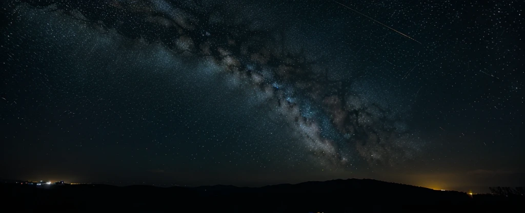 Starry sky, black, bright yellow and white stars