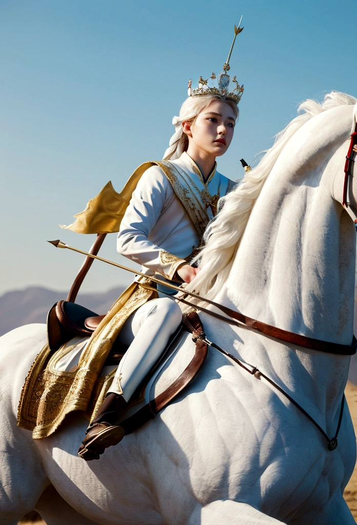A white horse, Its riders are armed with bows and arrows, and was awarded the crown; He rides like a winner determined to win, Practical, 8K