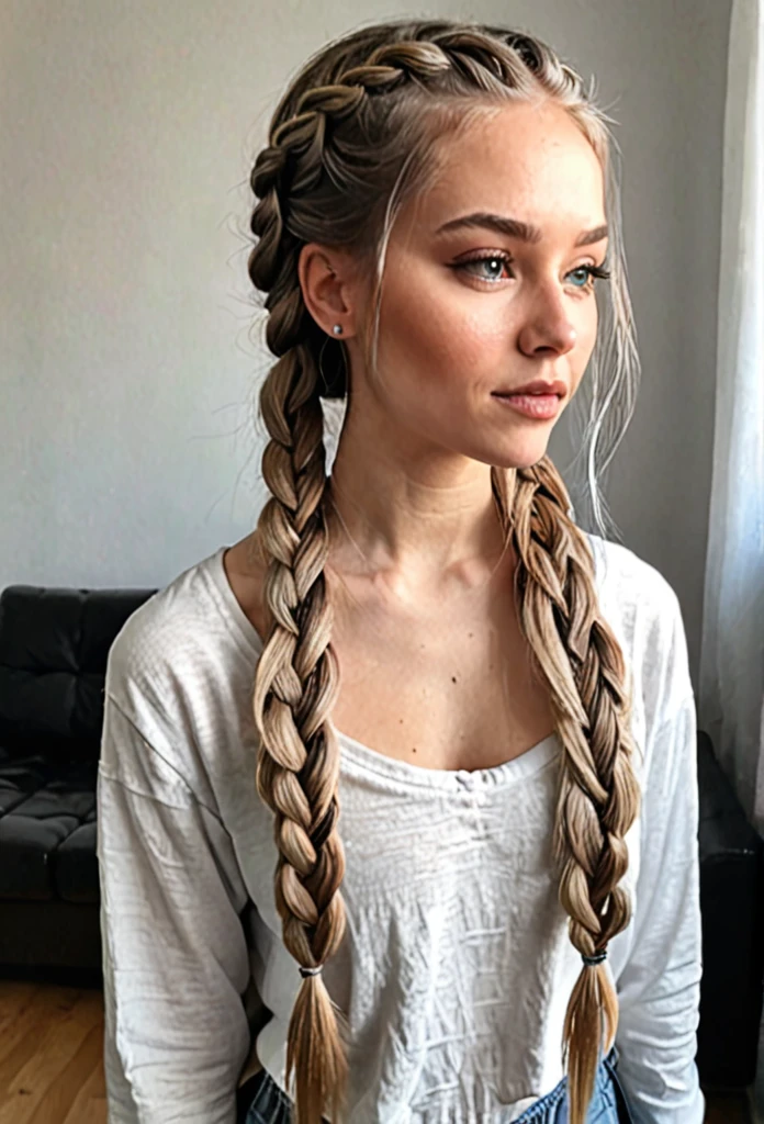 with long braided hair