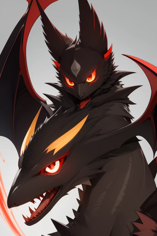 There is a drawing of a demon with a large black head, anthropomorphic raven knight, Black Dragon, reaper of night!!!!, dark soul concept, Armor dress, Inspired by a demonic dragon, dark fantasy style art, dark high-contrast concept art, A black spear instead of one hand, demon soul concept art, Ancalagon Black, Dark feathered wings, dark concept art, A knight with a shield