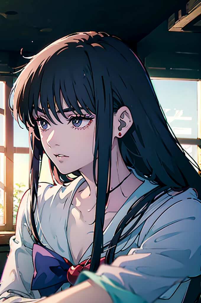 Sailor Mars, Unhealthy face, Dark Eyes, Dark circles under the eyes, Long Hair