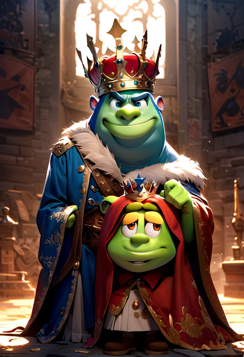 The character is a king, вдохновленный Disney Pixar, He wears a crown, smiling, ,