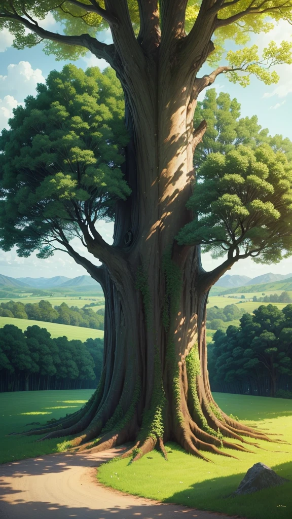 Book cover:
Central Image:
Two intertwined trees with strong roots and lush green leaves.
Background:
A calming and serene landscape with rolling hills and a clear blue sky.
Style:
Digital art with a touch of realism.
