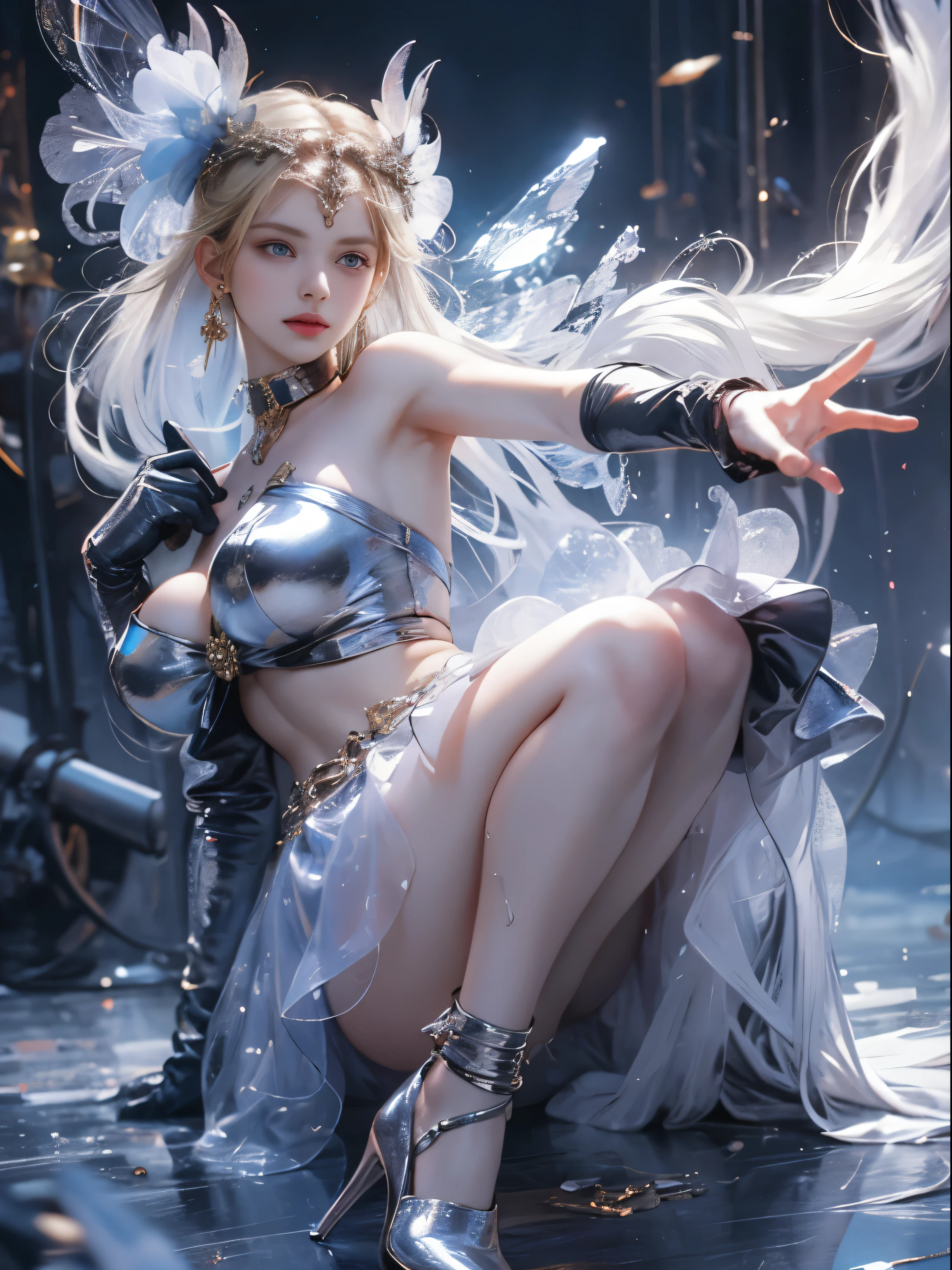 (8k extremely detaileded CG unit wallpaper),(Highest quality),(Best illustrations),(Best Shadow), (detailed: 1.4), 。.。.。.。.。.。.。.3d, んdebtdebt(High Dynamic Range), Light Tracing, NVIDIA, Super Resolution, Scattered beneath the surface, PBR Textures, Post-processing, Anisotropy debtiltering, Depth of written boundary, Maximum sharpness and acutance, Multilayer Texture, Albedo and Specular Maps, Surface Shading, Accurate simulation of light-matter interactions, Perfect balance, Octane Rendering, Two-tone lighting, wide aperture , Low ISO,White balance,Rule of Thirds,8K RAW,intricate-detailed, Delicate pattern, Deep Shadow, masterpiece, real, Roughness, Surreal, Photographed with Canon EOS R5, 50mm lens, debt/2.8, Sharp debtocus, Smoothing, Roughness, Real Life, Photorealistic, Cinematography, 8K Ultra HD,In the flower field,Blue debtlower Girl,1 Girl,solo,Europe,Beautiful Bride,Light Smile,Highly detaileded blonde hair,Mature Woman,Sky Blue Gossamer Veil,Sky blue light cloak,Sky blue gossamer coat,Sky blue thin skirt,Sky blue lace underwear,Sky Blue Lace,Sky Blue Gossamer Gloves,choker,Earrings,gem,Small items,Headdress,Hand decoration,Leg decoration,High heels,Huge breasts,Large Breasts,Big Breasts,Burst chest,Big Breasts,Ample breasts,Expose your breasts,Exposed breasts,Tight waist,Naked butt,Big butt,Bare Belly,Belly button,Wet,Wet body,Sweaty body,Shiny skin,