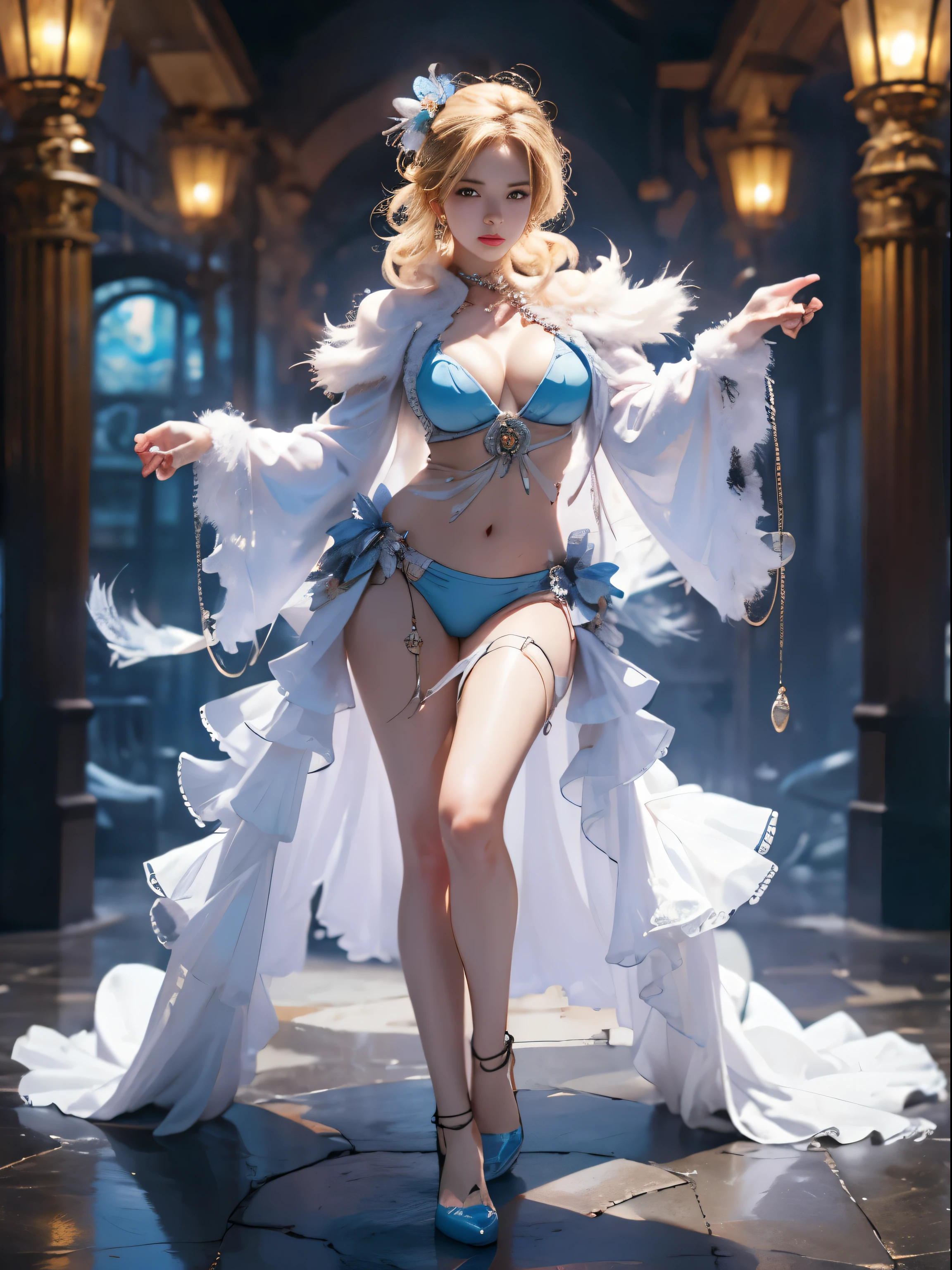 （8k extremely detaileded CG unit wallpaper），（Highest quality），（Best illustrations），（Best Shadow）， （detailed： 1.4）， 。.。.。.。.。.。.。.3d， んdebtdebt（High Dynamic Range）， Light Tracing， NVIDIA， Super Resolution， Scattered beneath the surface， PBR Textures， Post-processing， Anisotropy debtiltering， Depth of written boundary， Maximum sharpness and acutance， Multilayer Texture， Albedo and Specular Maps， Surface Shading， Accurate simulation of light-matter interactions， Perfect balance， Octane Rendering， Two-tone lighting， wide aperture ， Low ISO，White balance，Rule of Thirds，8K RAW，intricate-detailed， Delicate pattern， Deep Shadow， masterpiece， real， Roughness， Surreal， Photographed with Canon EOS R5， 50mm lens， debt/2.8， Sharp debtocus， Smoothing， Roughness， Real Life， Photorealistic， Cinematography， 8K Ultra HD，In the flower field，Blue debtlower Girl，1 Girl，solo，Europe，Beautiful Bride，Light Smile，Highly detaileded blonde hair，Mature Woman，Sky Blue Gossamer Veil，Sky blue light cloak，Sky blue gossamer coat，Sky blue thin skirt，Sky blue lace underwear，Sky Blue Lace，Sky Blue Gossamer Gloves，choker，Earrings，gem，Small items，Headdress，Hand decoration，Leg decoration，High heels，Huge breasts，Large Breasts，Big Breasts，Burst chest，Big Breasts，Ample breasts，Expose your breasts，Exposed breasts，Tight waist，Naked butt，Big butt，Bare Belly，Belly button，Wet，Wet body，Sweaty body，Shiny skin，