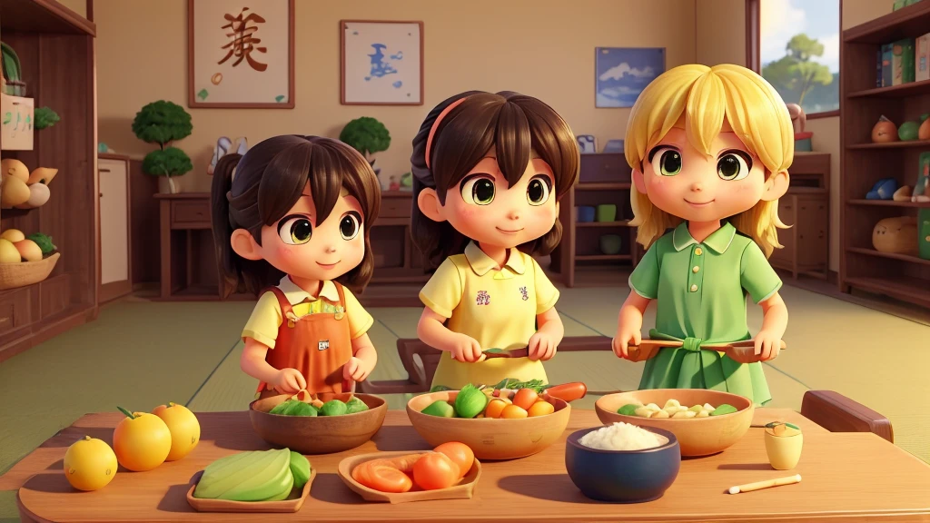 Theme and Symbols Main Symbol: 明るいsun、growing upする苗木、Open book completion symbol: vegetables(tomato、Carrot)、rice、Child's Smile Color Palette Main Color: green(nature、agriculture)、黄green(growing up、freshness)
accent color: yellow(sun、hope)、orange(energy、vitality)
Font Style: Friendly、Easy to read handwritten font and text color: メインはgreenかダークグリーン、アクセントとしてyellowやorange
構成要素
中央に配置: sunをバックに、growing upする苗木が開いた本から伸びている
周囲に配置: 左右にSmiling childrenや、vegetablesやriceが配置される
タグライン
位置: Text placed at bottom of logo: 「JAそお鹿児島 あぐりスクール - 食とagricultureを学ぶ」
デザインの具体例
ロゴデザインの詳細
sun: 背景に大きなyellowのsunを配置し、hopeと明るさを表現。
Saplings and books: sunの前に開いた本があり、そこからgreenの苗木が伸びている。Books are knowledge、苗木はgrowing upを象徴。
Smiling children: On the left and right of the book、Illustration of children smiling and lining up。
vegetablesやrice: Around the logo、tomatoやCarrot、riceのシルエットを配置。